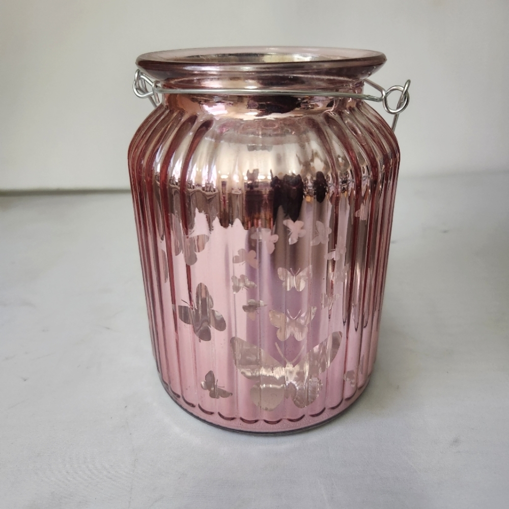 Floating Butterfly Rose Gold Mason Jar Luminary